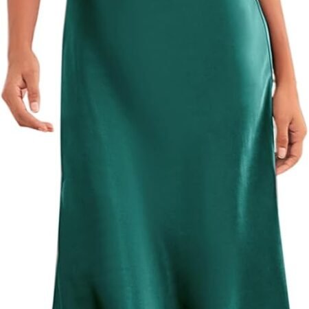 Silk Nightgown for Women Long Satin Slip Dress Nightdress Silky Chemise Nightie Soft V Neck Nightwear