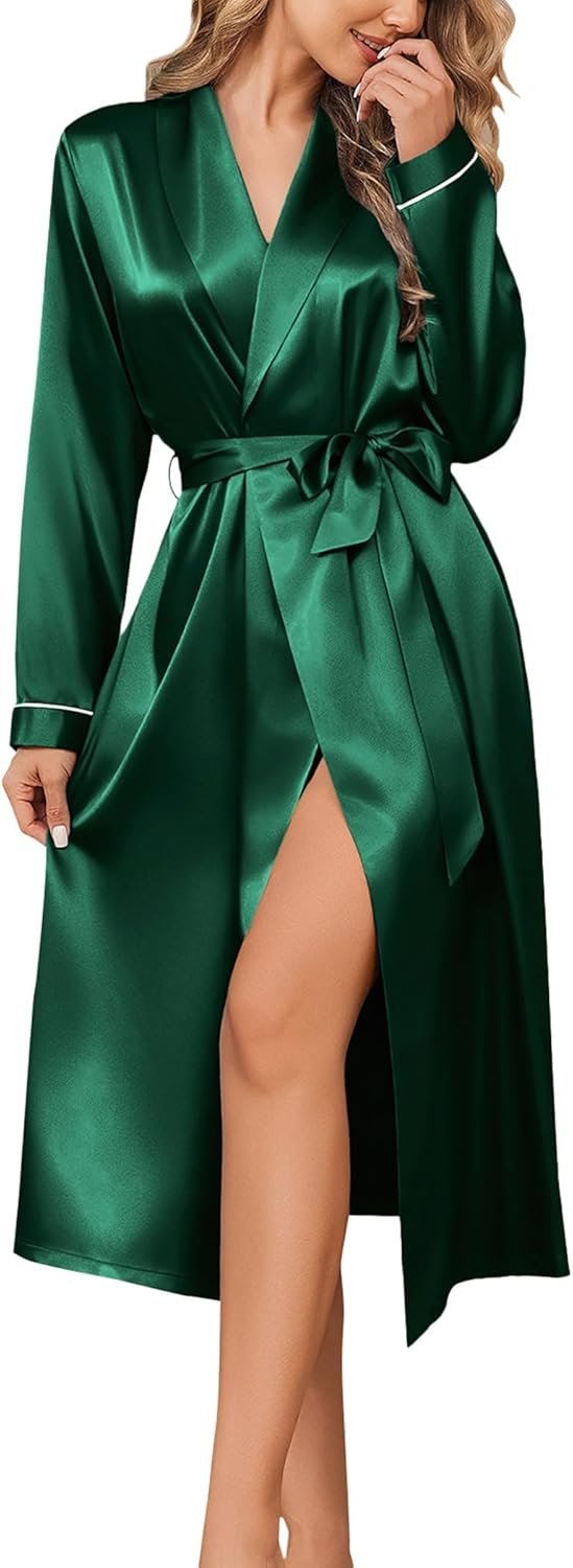 Silk Robes for Women Shawl Collar Satin Bathrobe Long Bride Wedding Party Robe Lightweight Sexy Sleepwear S-XXL