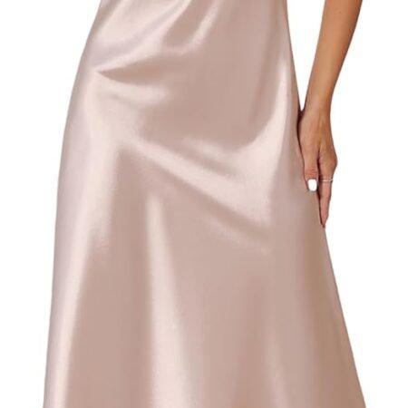 Silk Nightgown for Women Long Satin Slip Dress Nightdress Silky Chemise Nightie Soft V Neck Nightwear