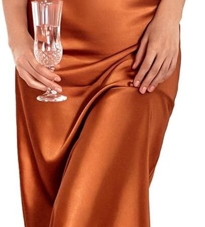 Womens Satin Nightgown Sexy Lingerie Sleepwear Spaghetti Strap Cowl Neck Elegant Long Slip Satin Silk Midi Dress