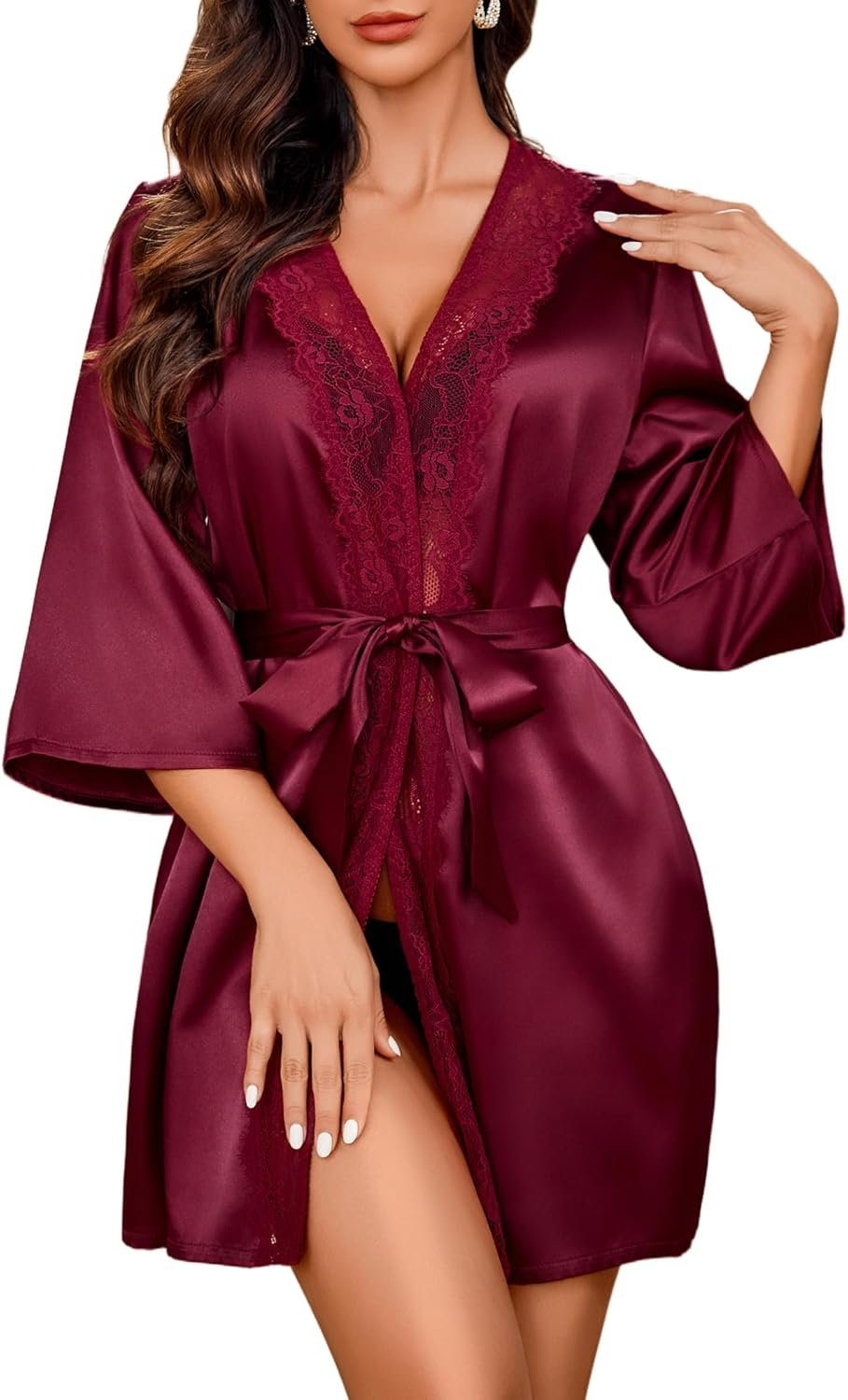 Women's Kimono Robe Short Satin Pure Short Silky Robes