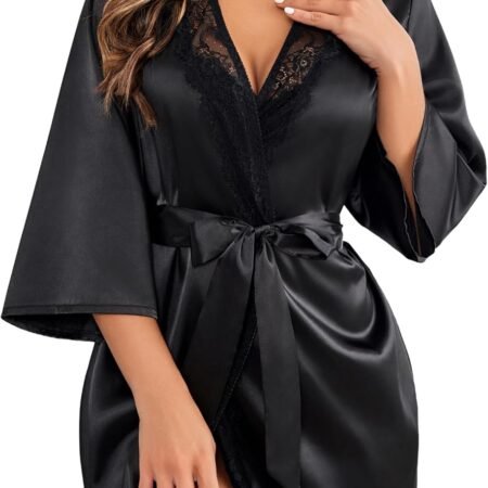 Women's Kimono Robe Short Satin Pure Short Silky Robes